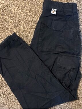 FR Black Men's Cargo Pants with Multiple Utility Pockets